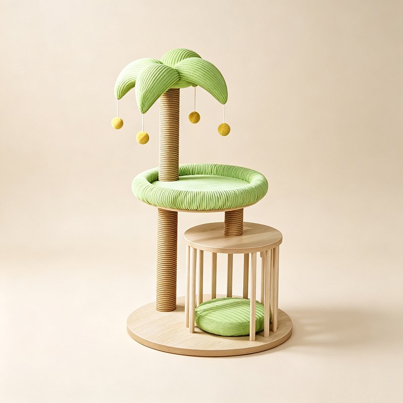 coconut tree style cat tree tower