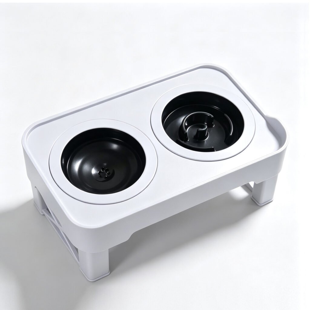 elevated adjustable slow feeder double bowl for pets