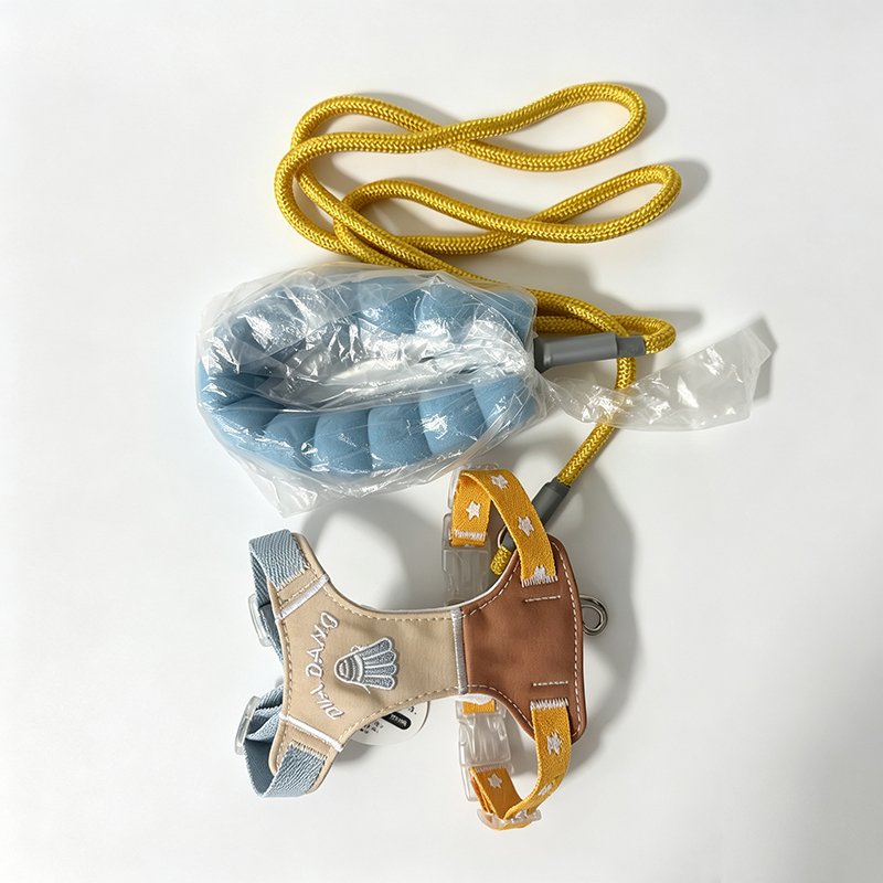 embroidered cat harness and leash set