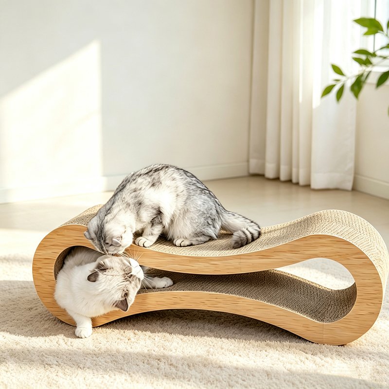 figure 8 shaped corrugated cat scratcher & cat bed