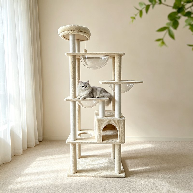 multi level cat tree with clear capsule